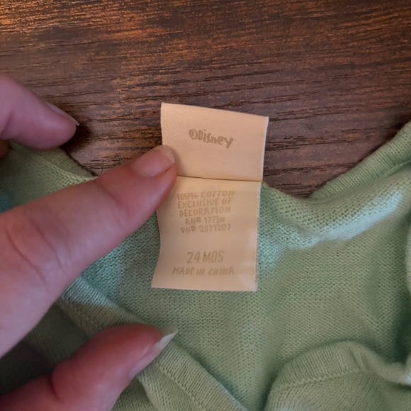 Vintage Mint‎ Green Winnie the Pooh Disney Embroidered Cardigan (Girls 24M) - Picture 5 of 6